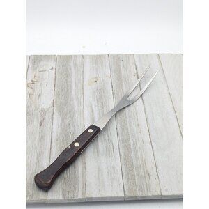 VTG Ekco Flint Arrowhead Stainless Vanadium Meat Fork 11-3/4" Wood Handle USA